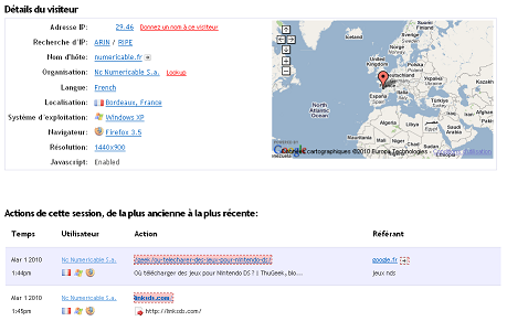 visiteur getclicky