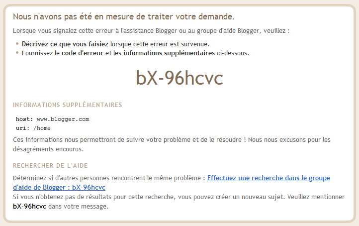 Erreur bX-96hcvc dans Blogger